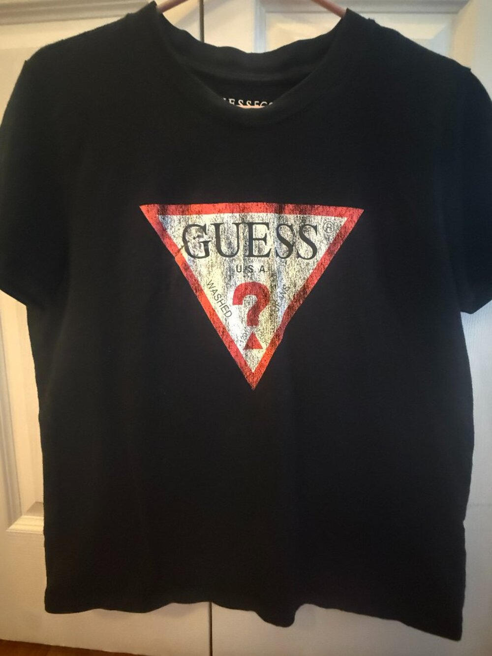 Title: GUESS Black & White Triangle Logo T-Shirt Bundle – both Medium